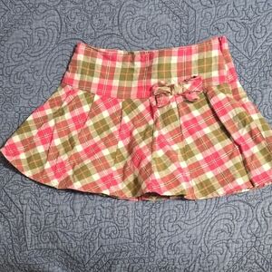 Gymboree Girls Plaid Pink & Green Skirt with Bow Accent Size 4